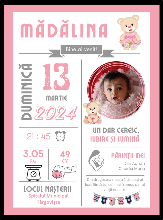 Rama personalizata - Welcome Baby #D002