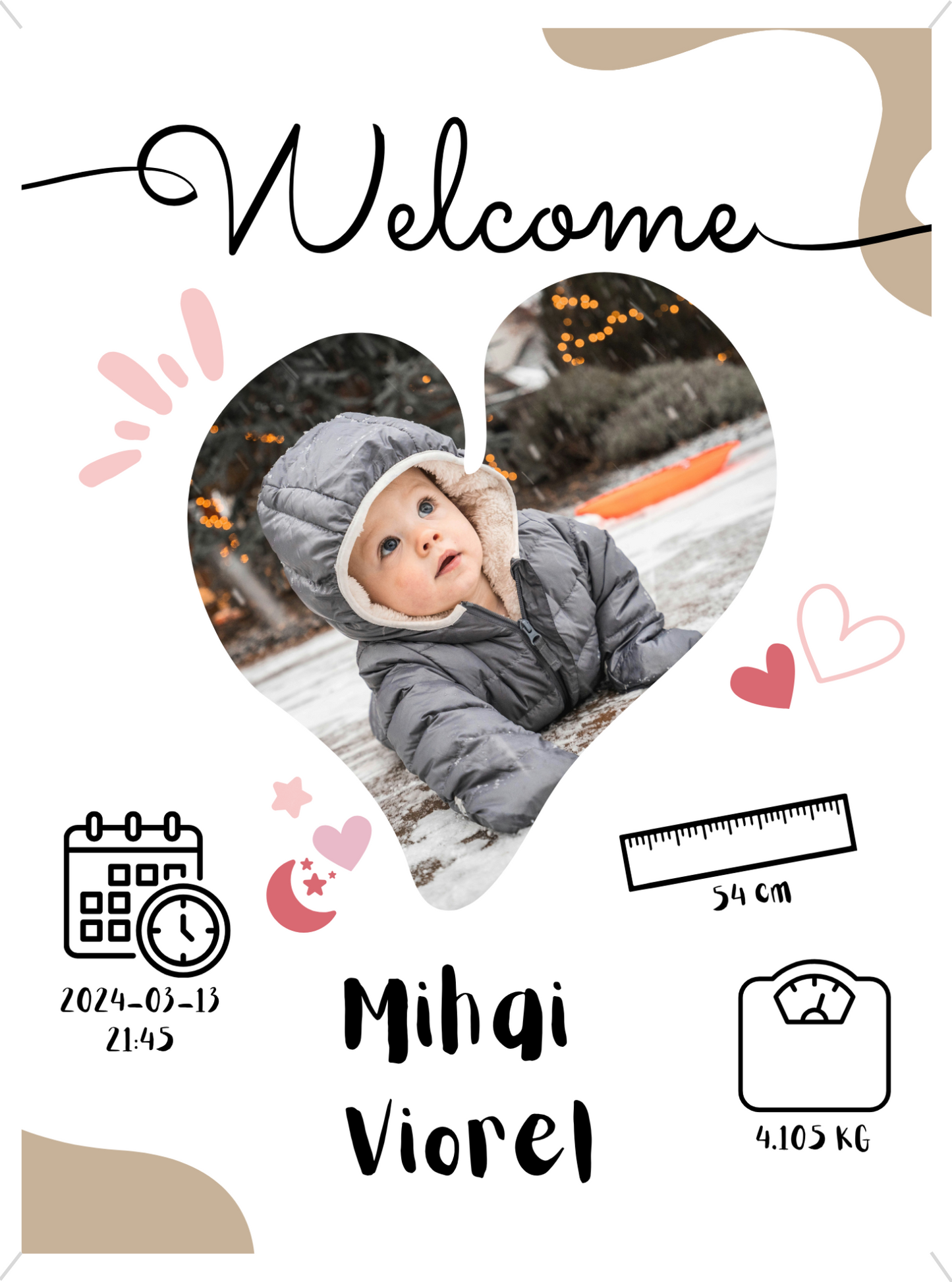 Rama personalizata - Welcome Baby #D006