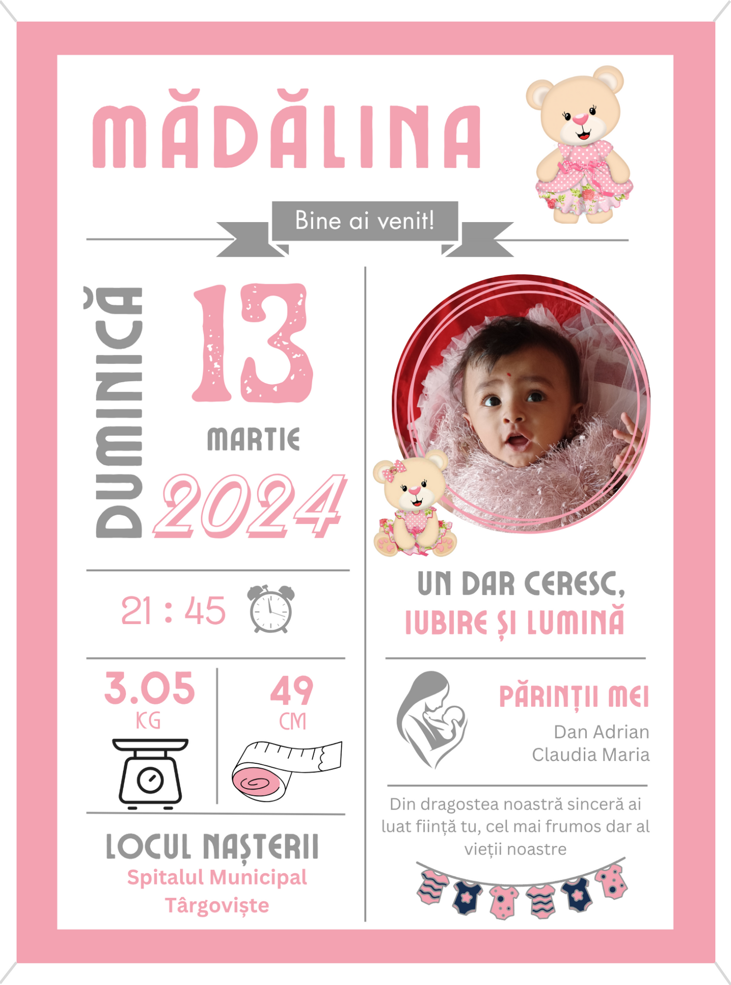 Rama personalizata - Welcome Baby #D002