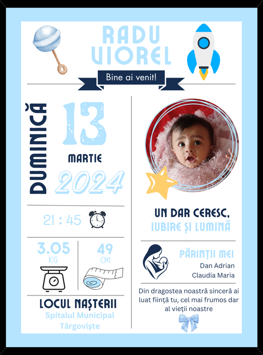 Rama Personalizata - Welcome Baby #D001