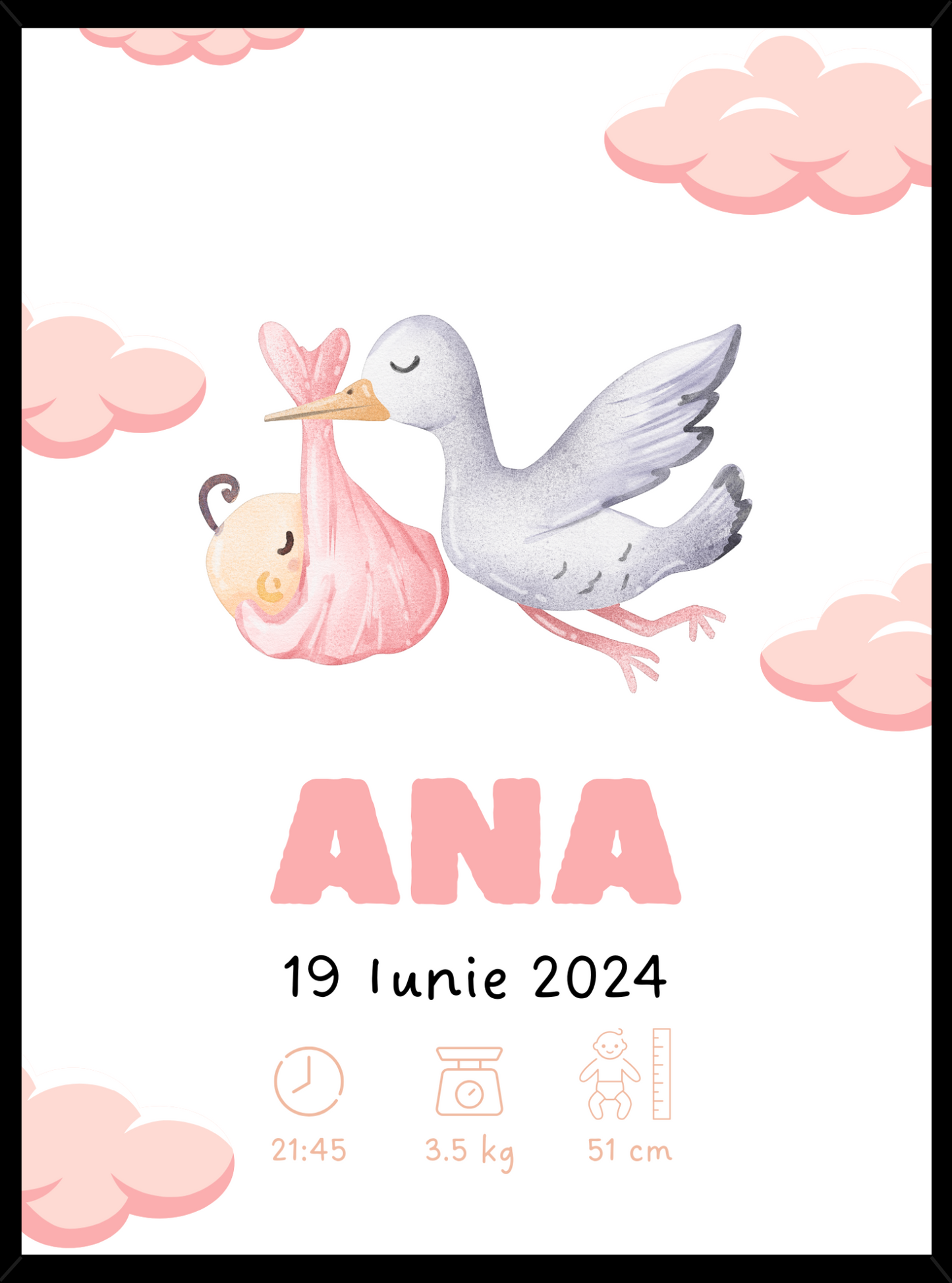 Rama Personalizata - Welcome Baby #D004